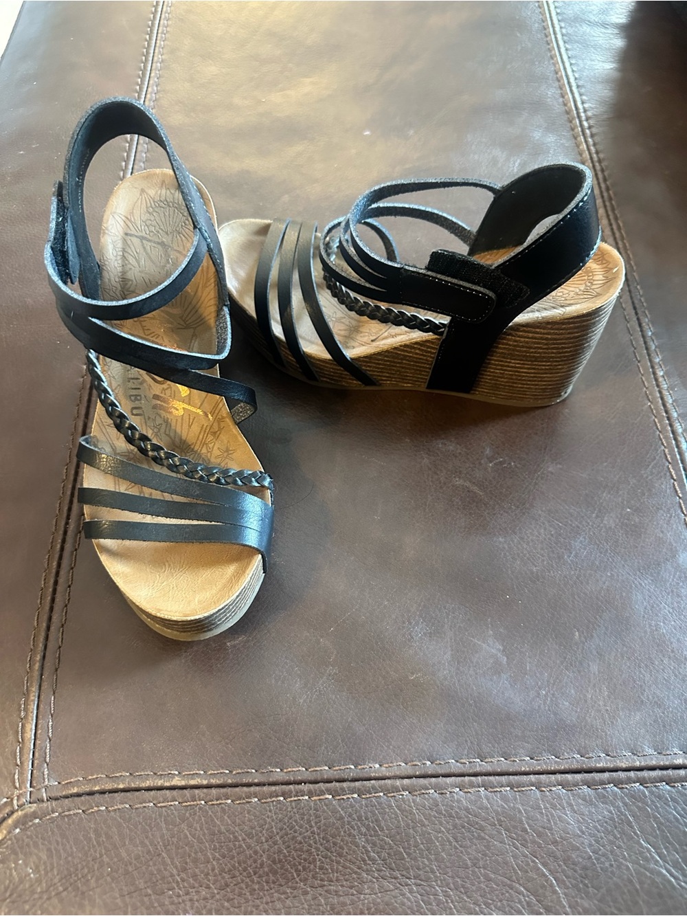 Black Braided-Strap Wedge Sandals - Women's Summer Platform Heels